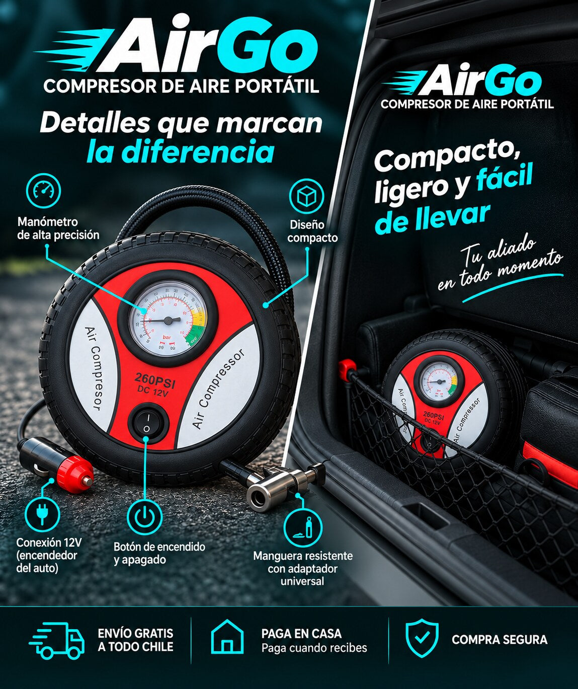 AirGo – Compresor de Aire Portátil