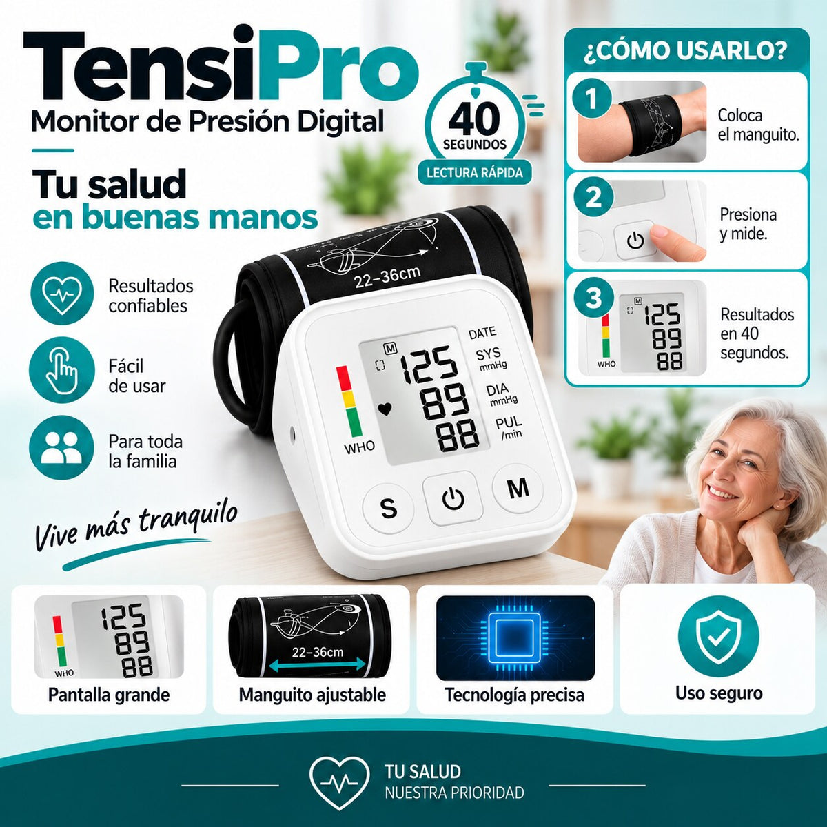 TensiPro™ - Monitor de Presión Digital