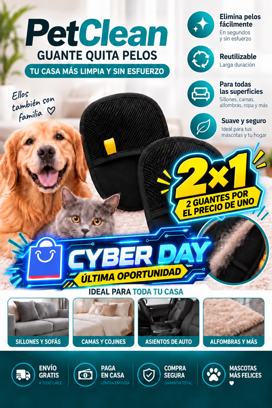 PetClean – Pack 2x1  Guantes Quita Pelos 🐾